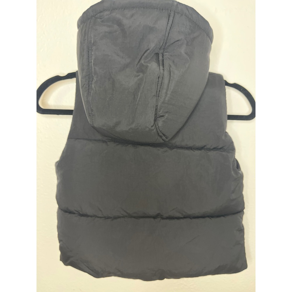 Zara Kids Black Puffer Vest Hooded Snap Front Pockets Size 4 5 Years - Picture 3 of 5